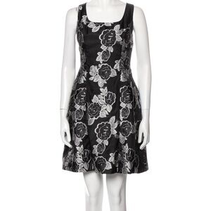 Prabal Gurung Black Silver Fit and Flare Mini Dress